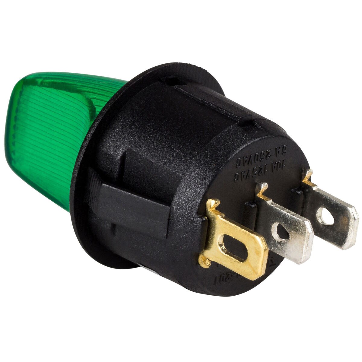 SPST Round Toggle Switch with Green Illumination 12 VDC